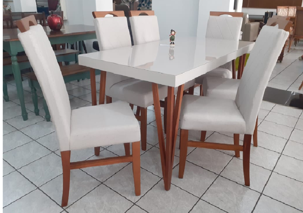 Conjunto Mesa KR355 1,65X85X78 c/  6 cadeiras